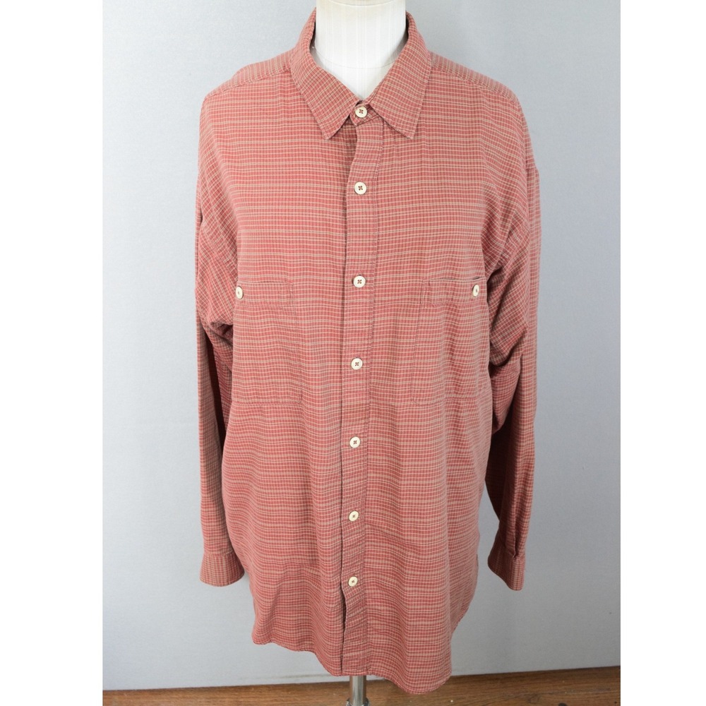 Patagonia Button Down Shirt L Red Plaid Organic Cotton LS Mens Portugal Y2K